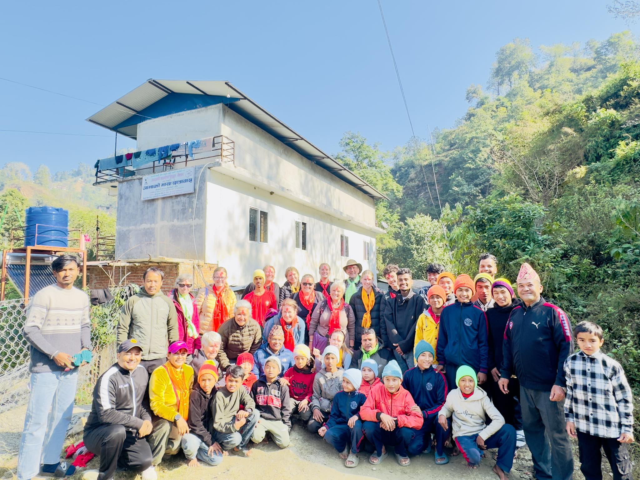 Distribution of stationery material and warm clothes