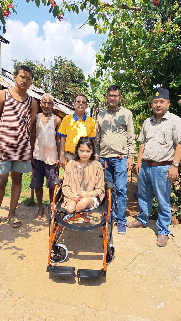 Wheelchair provided to Emuna Pandit, resident of Harnamadi, Hetauda - 18